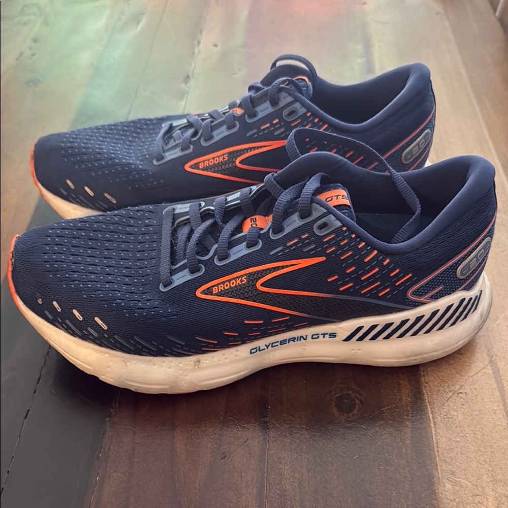 Brooks Blue and Orange Athletic Shoes with Cushioned Sole